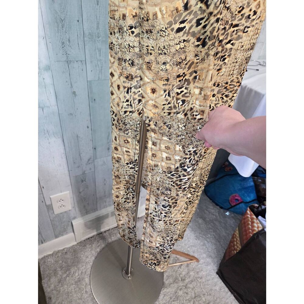 VTG Dotti Sheer Gold Cheetah Leopard Geometric Print Shift Dress Sz. M - Picture 7 of 11